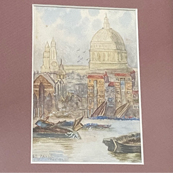 2 Watercolor Painting Framed Artwork Innsbruck Austria & St. Paul’s Cathedral - Picture 11 of 16